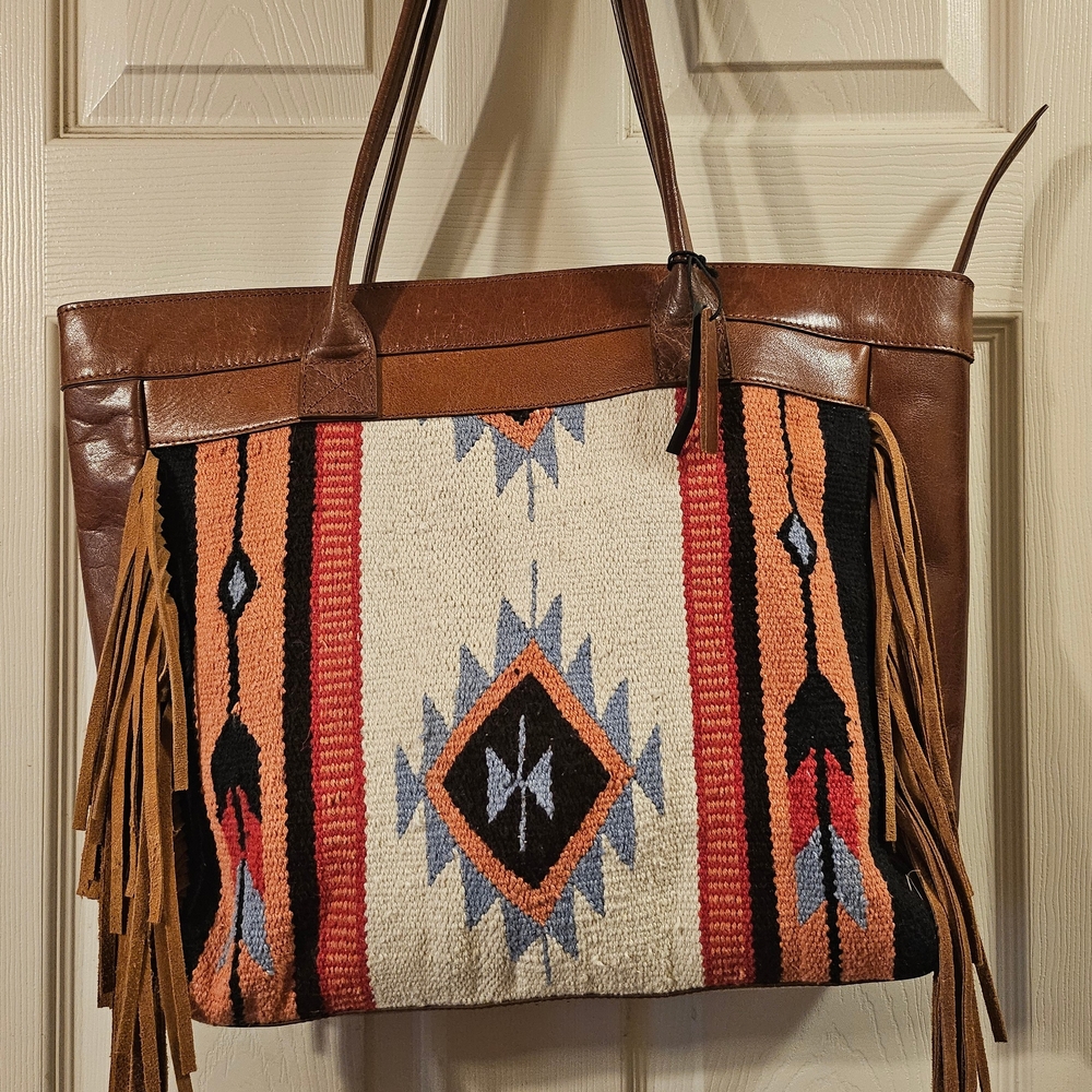 New Brown and Multicolor Leather Tote Bag